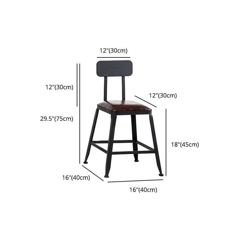 Industrial Leather Bar and Counter Stool Square Stool with 4 Legs Clearhalo 'Bar Furniture' 'Bar Stools' 'bar_stools' 'furn' 'furn_bar_stools' 'Furniture' 'Kitchen & Dining Furniture' 5207466