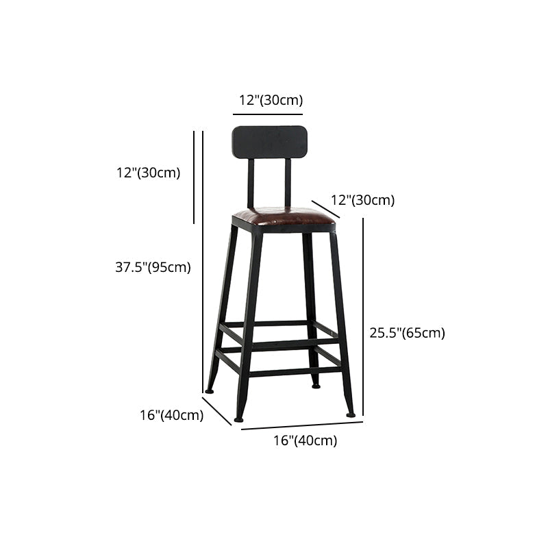 Industrial Leather Bar and Counter Stool Square Stool with 4 Legs Clearhalo 'Bar Furniture' 'Bar Stools' 'bar_stools' 'furn' 'furn_bar_stools' 'Furniture' 'Kitchen & Dining Furniture' 5207467