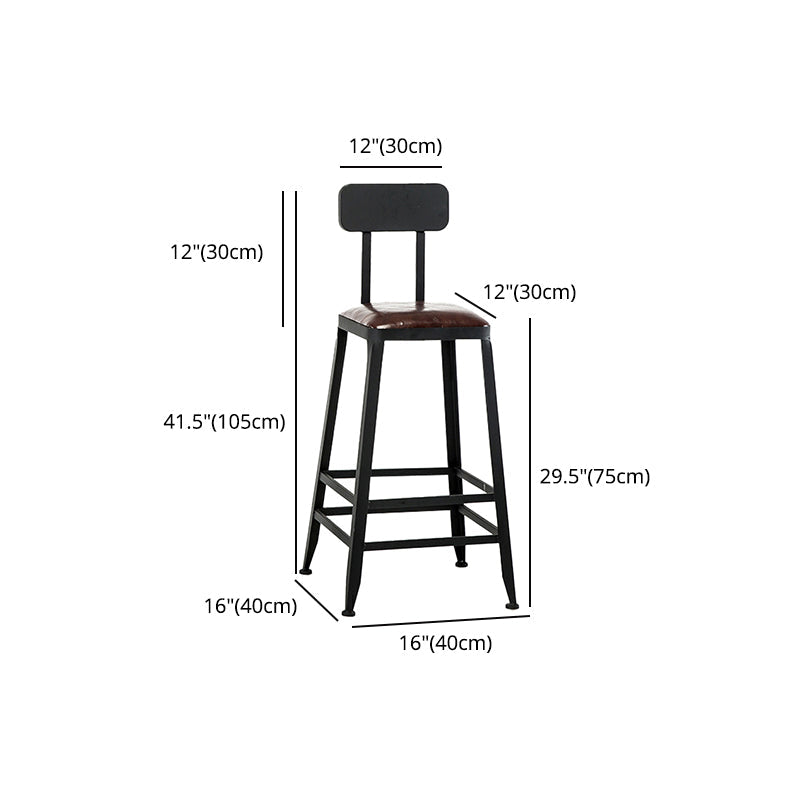 Industrial Leather Bar and Counter Stool Square Stool with 4 Legs Clearhalo 'Bar Furniture' 'Bar Stools' 'bar_stools' 'furn' 'furn_bar_stools' 'Furniture' 'Kitchen & Dining Furniture' 5207468