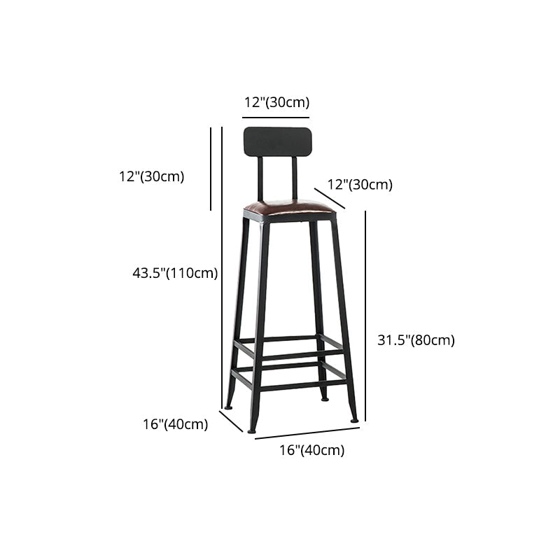 Industrial Leather Bar and Counter Stool Square Stool with 4 Legs Clearhalo 'Bar Furniture' 'Bar Stools' 'bar_stools' 'furn' 'furn_bar_stools' 'Furniture' 'Kitchen & Dining Furniture' 5207469