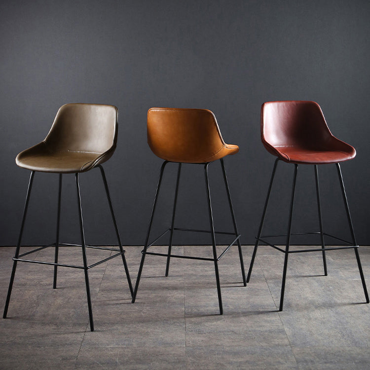 Industrial Style PU Leather Stools Square Low Back with Metal Legs for Bristol