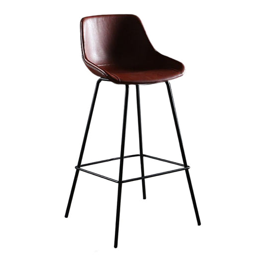 Industrial Style PU Leather Stools Square Low Back with Metal Legs for Bristol Red 1 Piece
