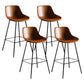 Industrial Style PU Leather Stools Square Low Back with Metal Legs for Bristol