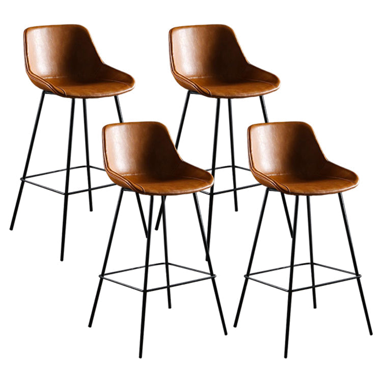 Industrial Style PU Leather Stools Square Low Back with Metal Legs for Bristol