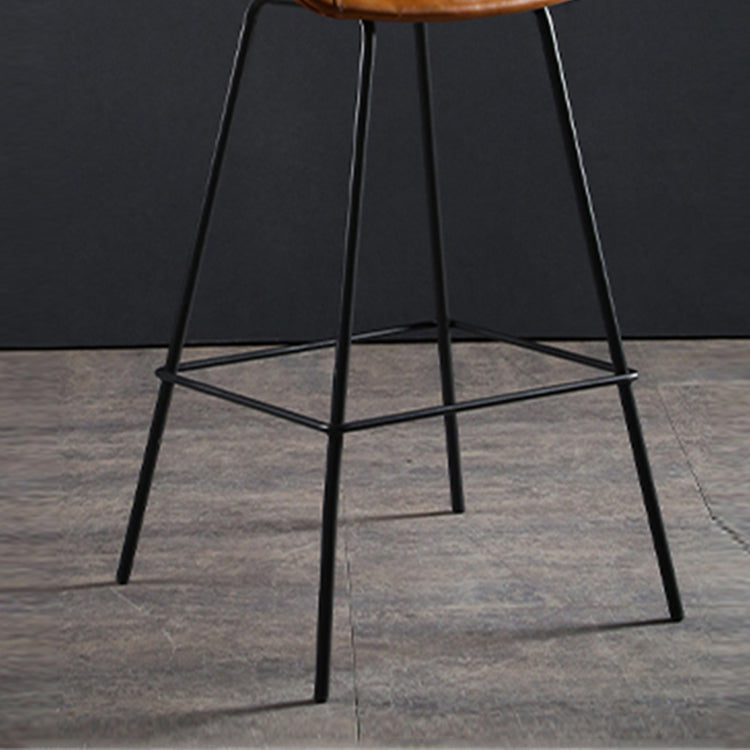 Industrial Style PU Leather Stools Square Low Back with Metal Legs for Bristol