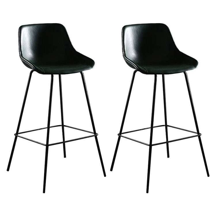 Industrial Style PU Leather Stools Square Low Back with Metal Legs for Bristol