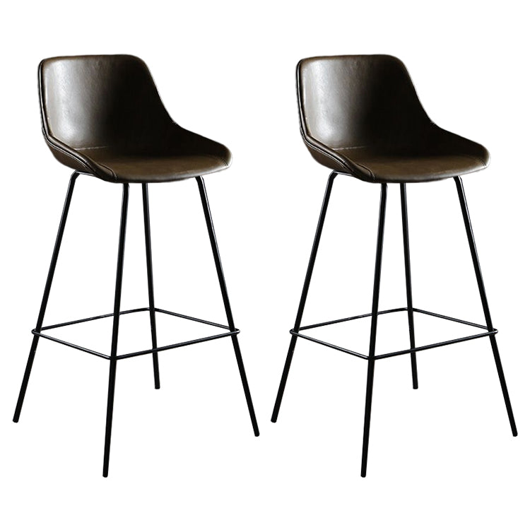 Industrial Style PU Leather Stools Square Low Back with Metal Legs for Bristol