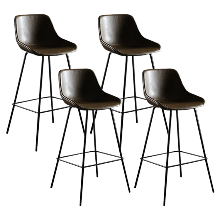 Industrial Style PU Leather Stools Square Low Back with Metal Legs for Bristol