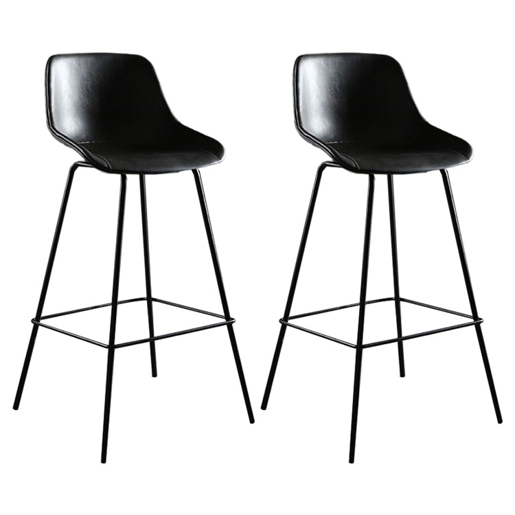 Industrial Style PU Leather Stools Square Low Back with Metal Legs for Bristol