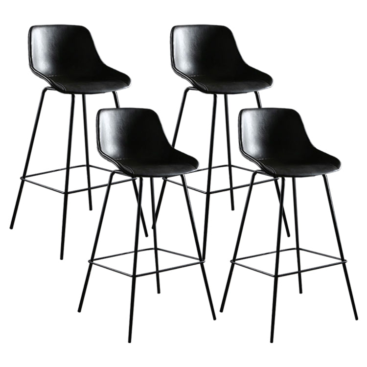 Industrial Style PU Leather Stools Square Low Back with Metal Legs for Bristol