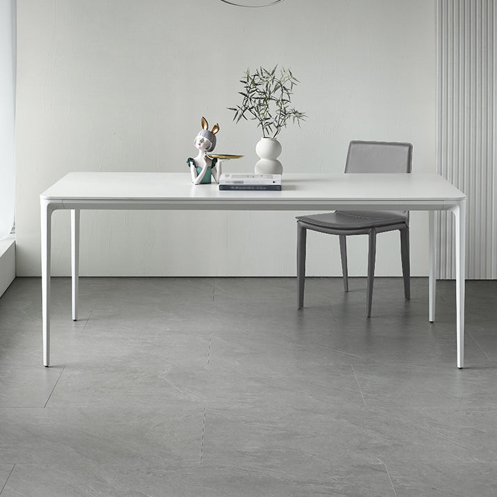 Modern Aluminium Dinette Set 1/2/7 Pieces Rectangle White Sintered Stone Dining Table Set