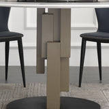 Modern Dinette Set 1/3/4/5/7 Pieces Round Sintered Stone Dining Table Set with Turntable