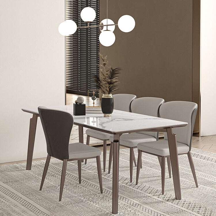 Esszimmer-Set aus gesintertem Stein im Designer-Stil, rechteckig, 1/2/4/5/7-teilig, Esszimmertisch-Set