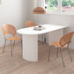 Modern Free Form Dining Table Sintered Stone and Solid Wood Top Table White 47.2"L x 23.6"W x 29.5"H Without Chairs Clearhalo 'Dining Tables & Seating' 'Dining Tables' 'dining_table' 'furn' 'furn_dining_table' 'Furniture' 'Kitchen & Dining Furniture' 5207678