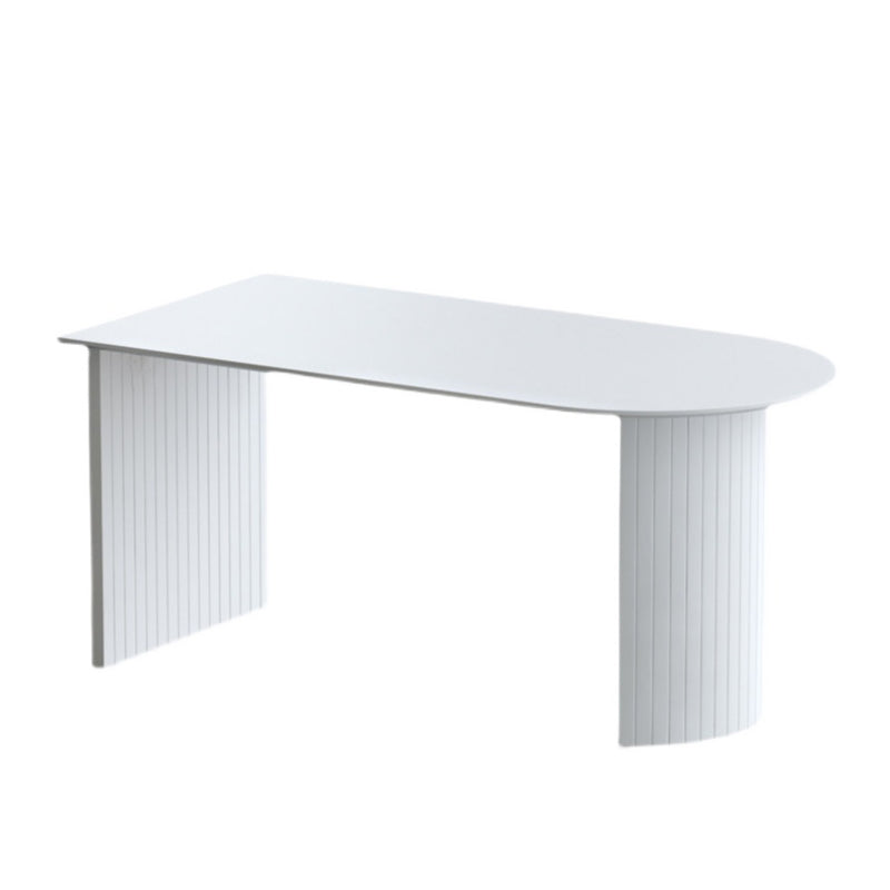Modern Free Form Dining Table Sintered Stone and Solid Wood Top Table White Without Chairs Clearhalo 'Dining Tables & Seating' 'Dining Tables' 'dining_table' 'furn' 'furn_dining_table' 'Furniture' 'Kitchen & Dining Furniture' 5207680