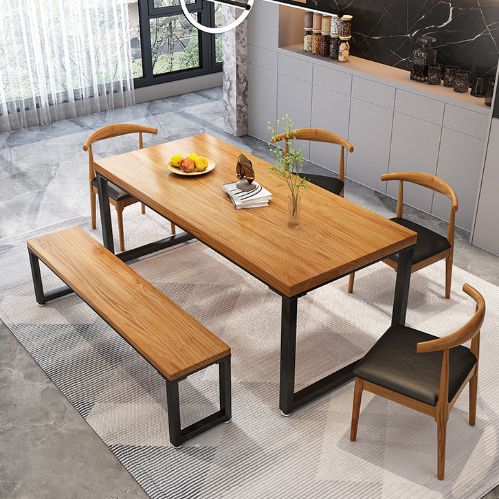 Rectangle Dining Table Contemporary Style Solid Wood Brown Dinner Table