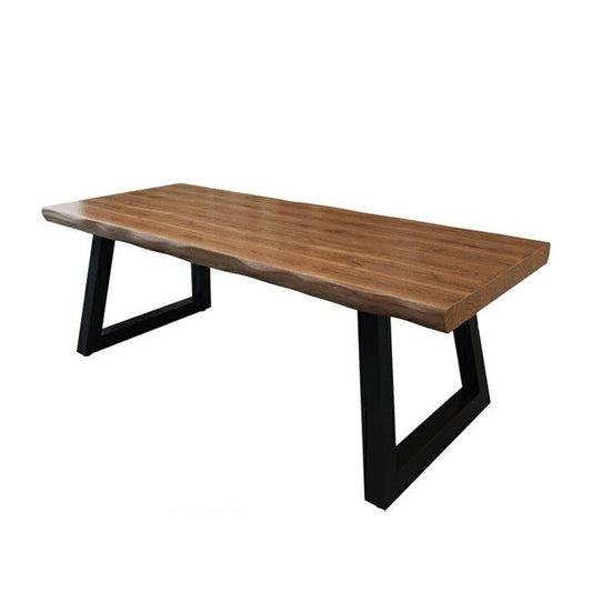 Industrial Rectangle Solid Wood Standard Height Double Pedestal Dining Table Without Chairs