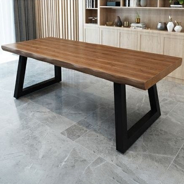 Industrial Rectangle Solid Wood Standard Height Double Pedestal Dining Table Clearhalo 'Dining Tables & Seating' 'Dining Tables' 'dining_table' 'furn' 'furn_dining_table' 'Furniture' 'Kitchen & Dining Furniture' 5207770