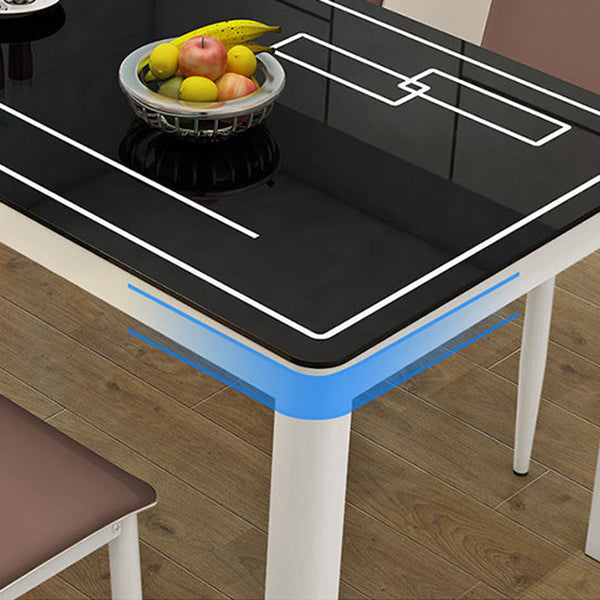 Modern White Glass Dining Table Rectangle Dining Table for Kitchen Clearhalo 'Dining Tables & Seating' 'Dining Tables' 'dining_table' 'furn' 'furn_dining_table' 'Furniture' 'Kitchen & Dining Furniture' 5207786