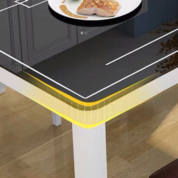 Modern White Glass Dining Table Rectangle Dining Table for Kitchen Clearhalo 'Dining Tables & Seating' 'Dining Tables' 'dining_table' 'furn' 'furn_dining_table' 'Furniture' 'Kitchen & Dining Furniture' 5207787