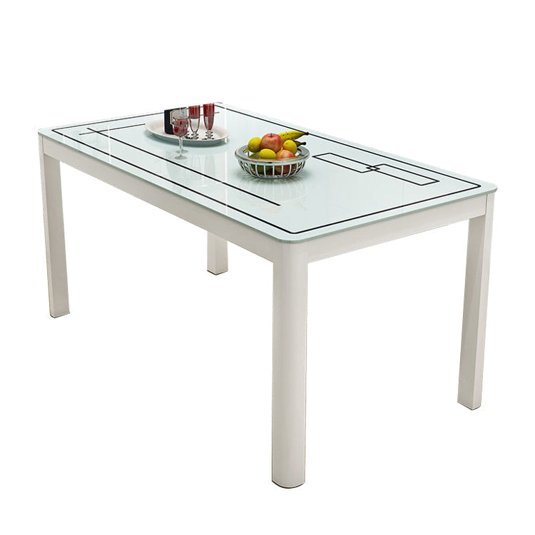 Modern White Glass Dining Table Rectangle Dining Table for Kitchen White Without Chairs Clearhalo 'Dining Tables & Seating' 'Dining Tables' 'dining_table' 'furn' 'furn_dining_table' 'Furniture' 'Kitchen & Dining Furniture' 5207789