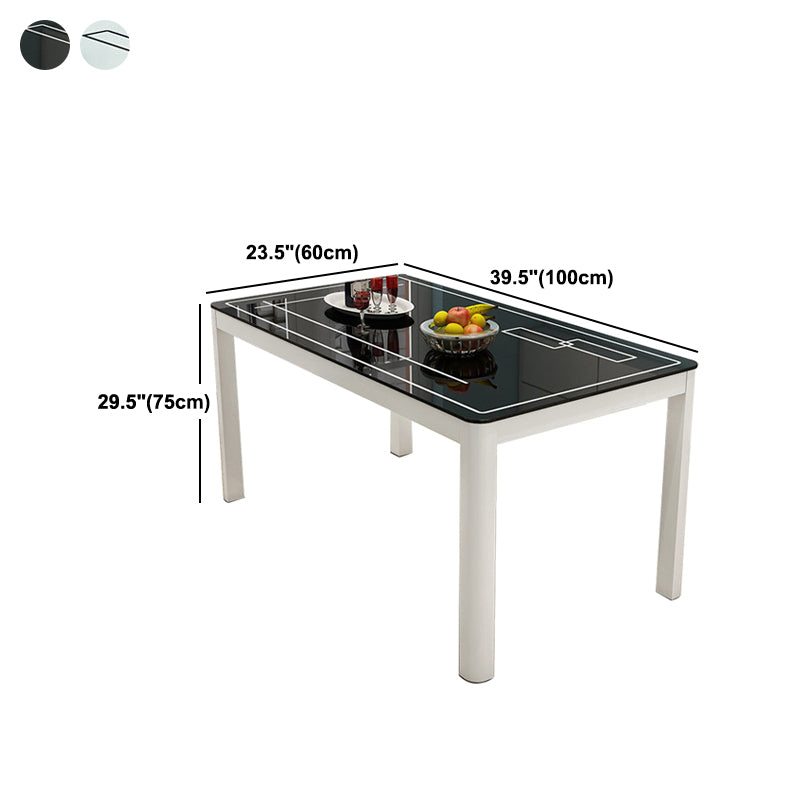 Modern White Glass Dining Table Rectangle Dining Table for Kitchen Clearhalo 'Dining Tables & Seating' 'Dining Tables' 'dining_table' 'furn' 'furn_dining_table' 'Furniture' 'Kitchen & Dining Furniture' 5207798