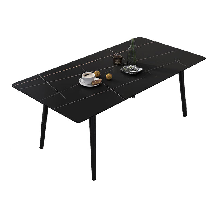 Modern Rectangle Dining Table Sintered Stone 4 Legs Table for Dining Room Black Gold Without Chairs Clearhalo 'Dining Tables & Seating' 'Dining Tables' 'dining_table' 'furn' 'furn_dining_table' 'Furniture' 'Kitchen & Dining Furniture' 5207815