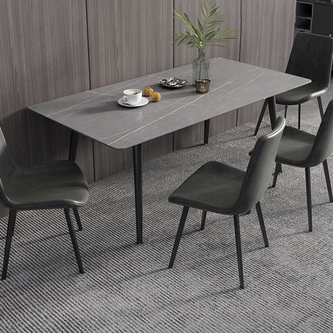 Modern Rectangle Dining Table Sintered Stone 4 Legs Table for Dining Room Gray 47.2"L x 27.6"W x 29.5"H Without Chairs Clearhalo 'Dining Tables & Seating' 'Dining Tables' 'dining_table' 'furn' 'furn_dining_table' 'Furniture' 'Kitchen & Dining Furniture' 5207816