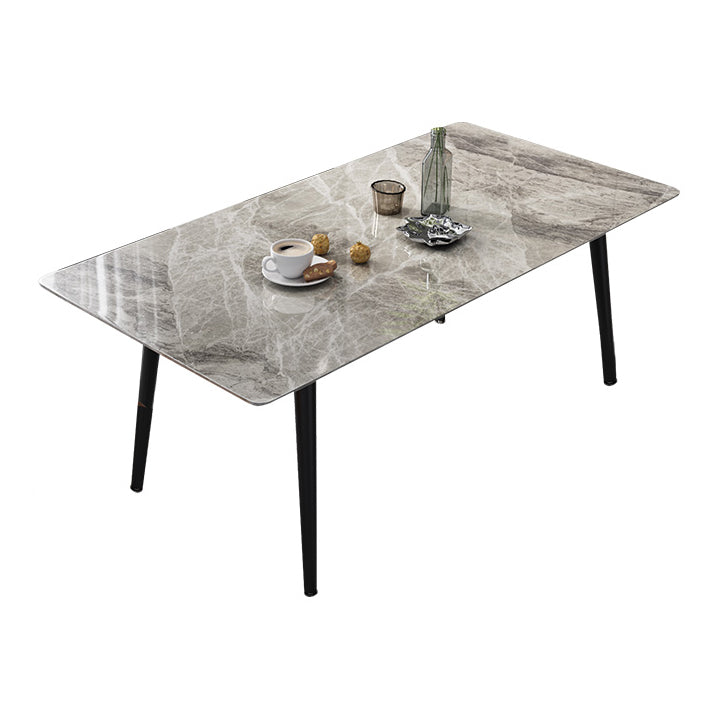 Modern Rectangle Dining Table Sintered Stone 4 Legs Table for Dining Room Light Gray Without Chairs Clearhalo 'Dining Tables & Seating' 'Dining Tables' 'dining_table' 'furn' 'furn_dining_table' 'Furniture' 'Kitchen & Dining Furniture' 5207820