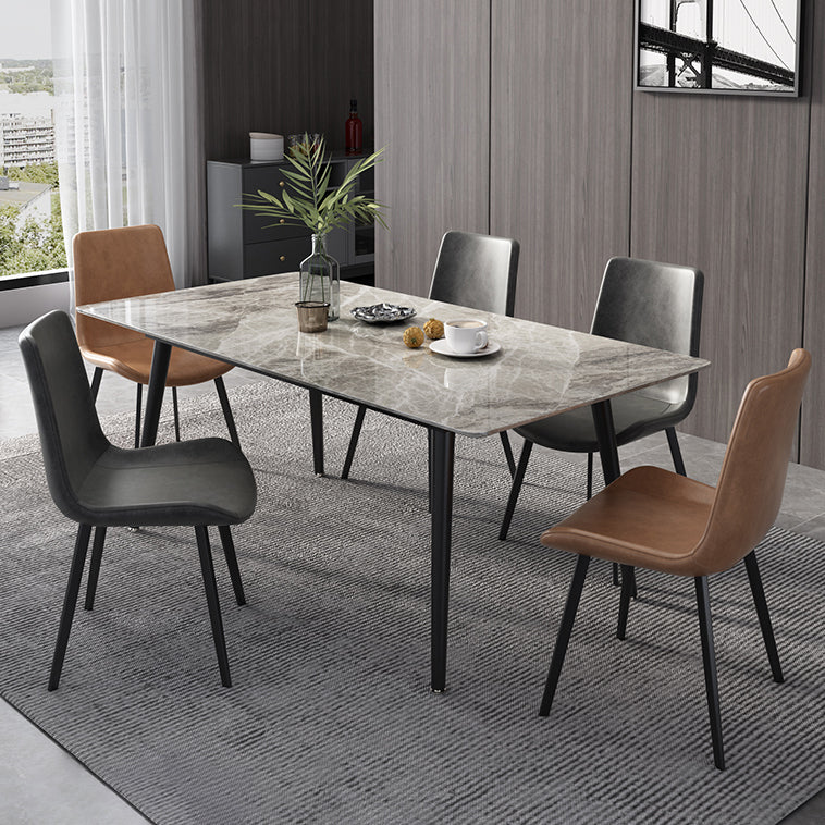 Modern Rectangle Dining Table Sintered Stone 4 Legs Table for Dining Room Clearhalo 'Dining Tables & Seating' 'Dining Tables' 'dining_table' 'furn' 'furn_dining_table' 'Furniture' 'Kitchen & Dining Furniture' 5207827