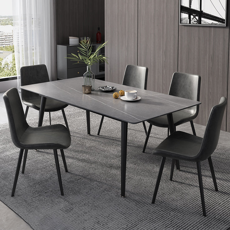 Modern Rectangle Dining Table Sintered Stone 4 Legs Table for Dining Room Clearhalo 'Dining Tables & Seating' 'Dining Tables' 'dining_table' 'furn' 'furn_dining_table' 'Furniture' 'Kitchen & Dining Furniture' 5207829