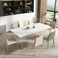Mesa de comedor rectangular moderna Mesa base acrílica de piedra sinterizada blanca