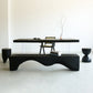 Irregular Dining Table Contemporary Style Solid Wood Black Dinner Table