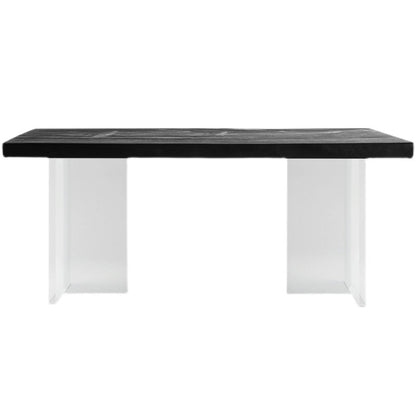 Irregular Dining Table Contemporary Style Solid Wood Black Dinner Table