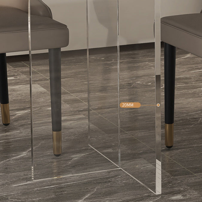 Mesa de comedor de piedra sinterizada moderna mesa de doble pedestal con base acrílica para el hogar