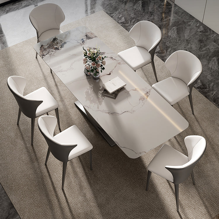 Moderne stijl voetstuk eettafel gesinterde stenen rechthoekige tafel voor thuis