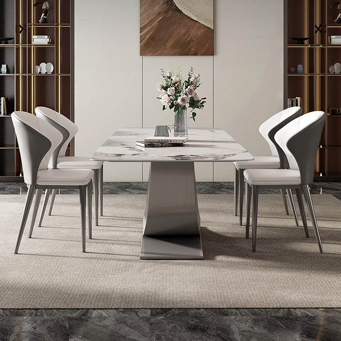 Moderne stijl voetstuk eettafel gesinterde stenen rechthoekige tafel voor thuis