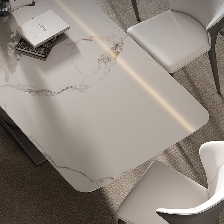 Moderne stijl voetstuk eettafel gesinterde stenen rechthoekige tafel voor thuis