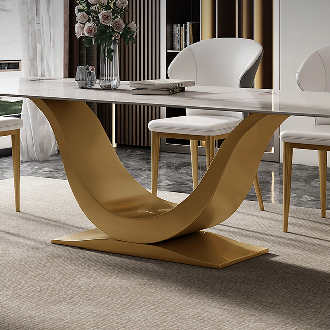 Moderne stijl voetstuk eettafel gesinterde stenen rechthoekige tafel voor thuis
