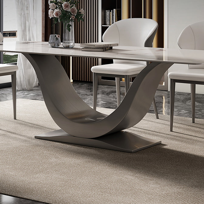 Moderne stijl voetstuk eettafel gesinterde stenen rechthoekige tafel voor thuis