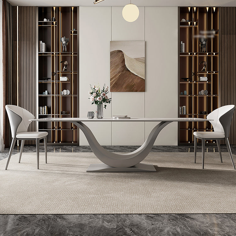 Moderne stijl voetstuk eettafel gesinterde stenen rechthoekige tafel voor thuis