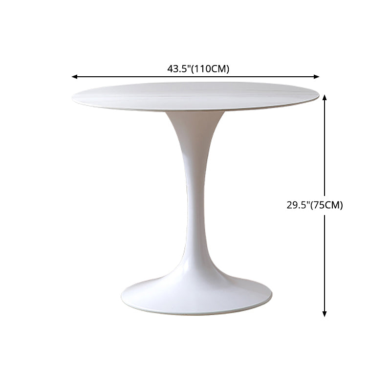 Round Shape Tulip Base Table Modern White Fixed Table with Sintered Stone