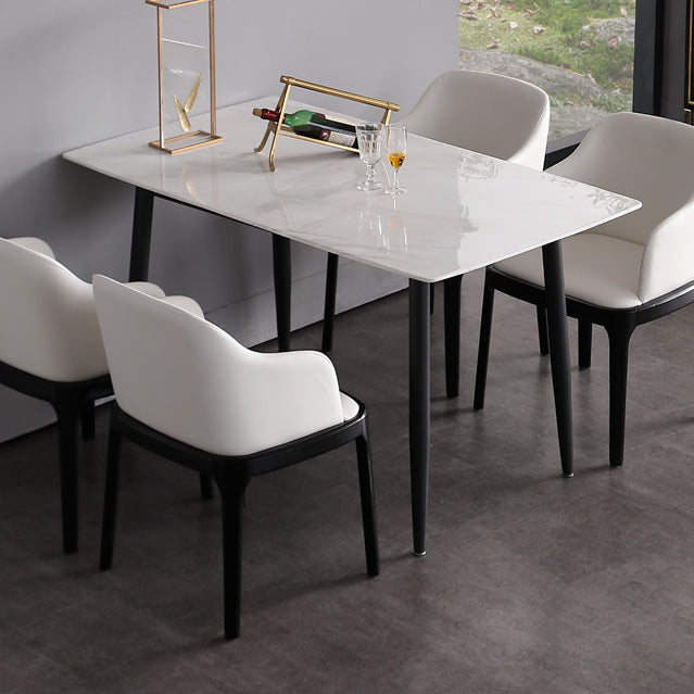 黒い4脚のレストラン長方形のダイニングテーブルのための工業用白いテーブル