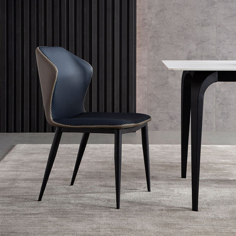 Silla lateral de ala sin ala sin cable de cena de cuero contemporáneo para uso de restaurantes