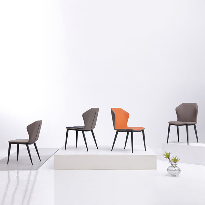 Silla lateral de ala sin ala sin cable de cena de cuero contemporáneo para uso de restaurantes