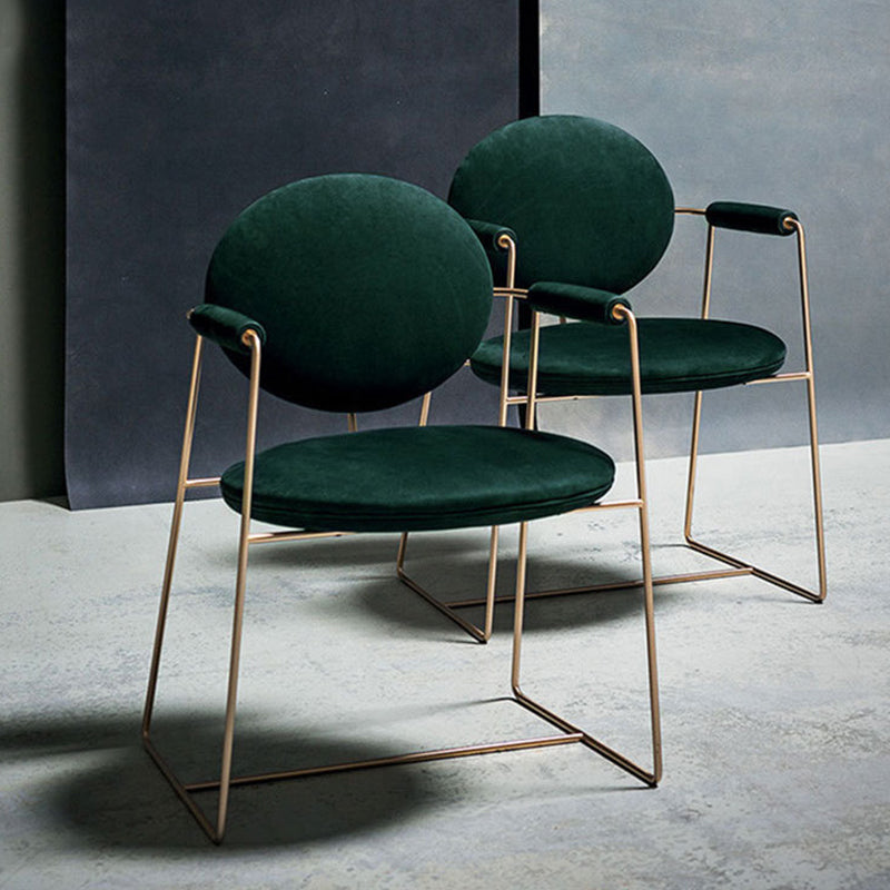 Sillas de comedor de Velvet Glam Velvet Silla de comedor de brazo de metal para uso en el hogar