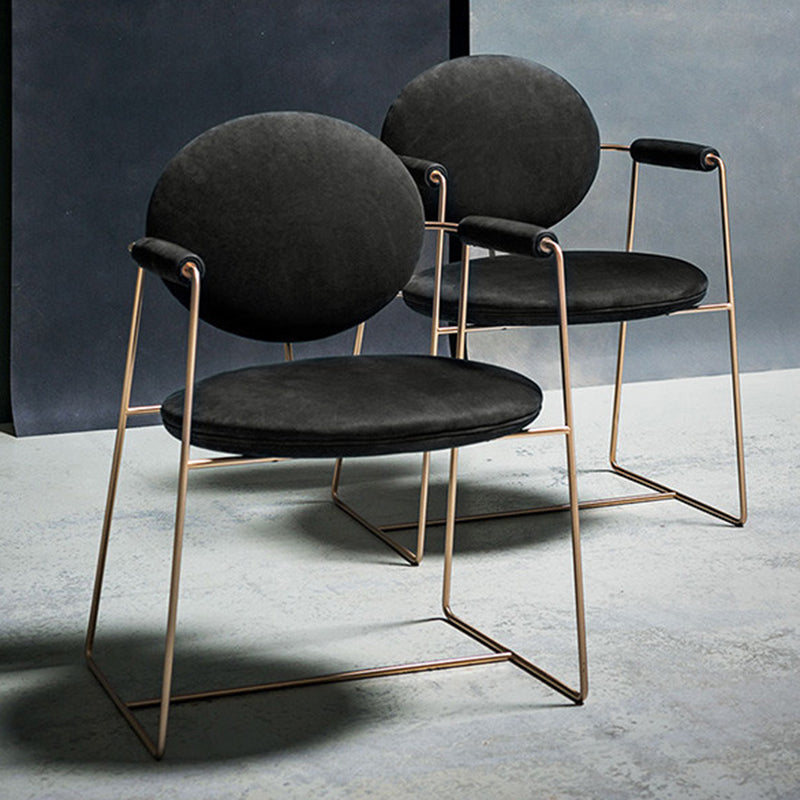 Sillas de comedor de Velvet Glam Velvet Silla de comedor de brazo de metal para uso en el hogar