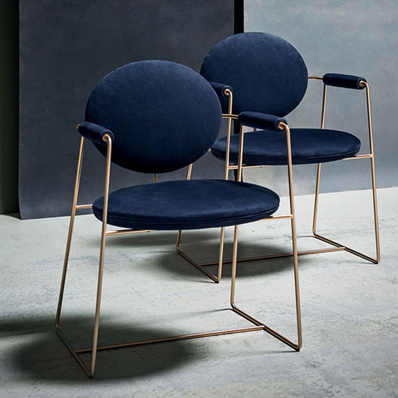 Sillas de comedor de Velvet Glam Velvet Silla de comedor de brazo de metal para uso en el hogar