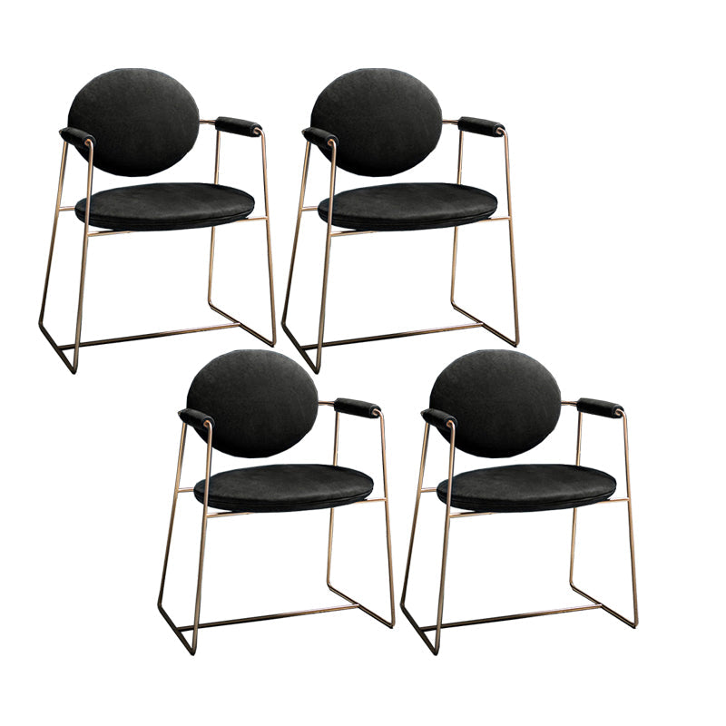 Sillas de comedor de Velvet Glam Velvet Silla de comedor de brazo de metal para uso en el hogar