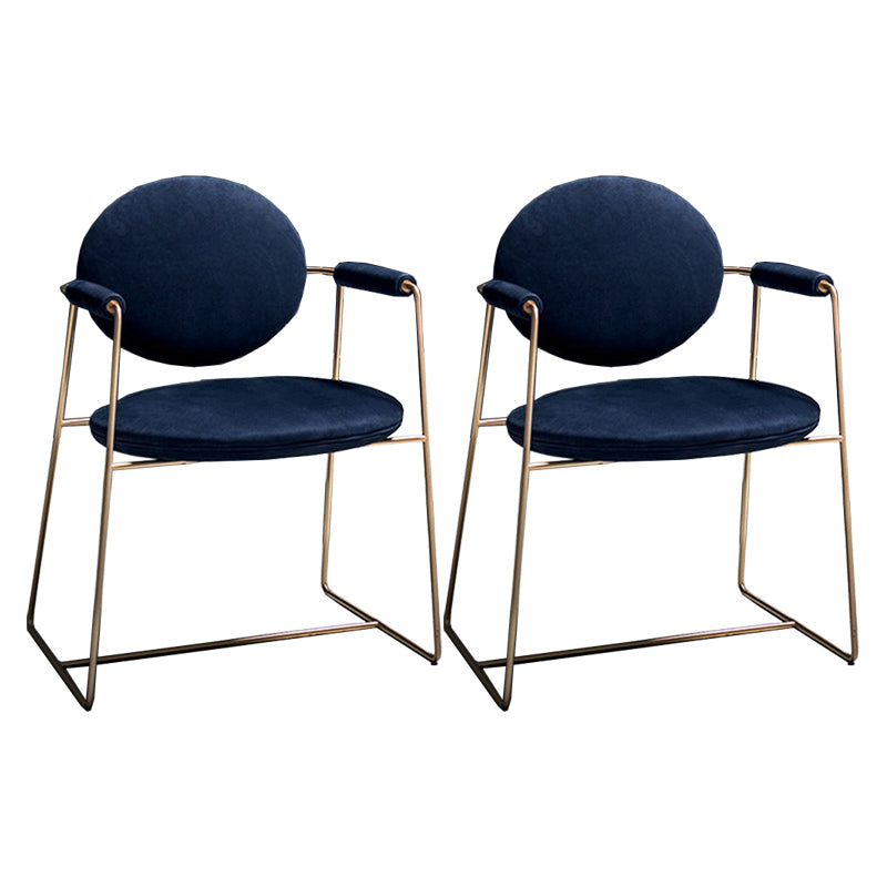 Sillas de comedor de Velvet Glam Velvet Silla de comedor de brazo de metal para uso en el hogar